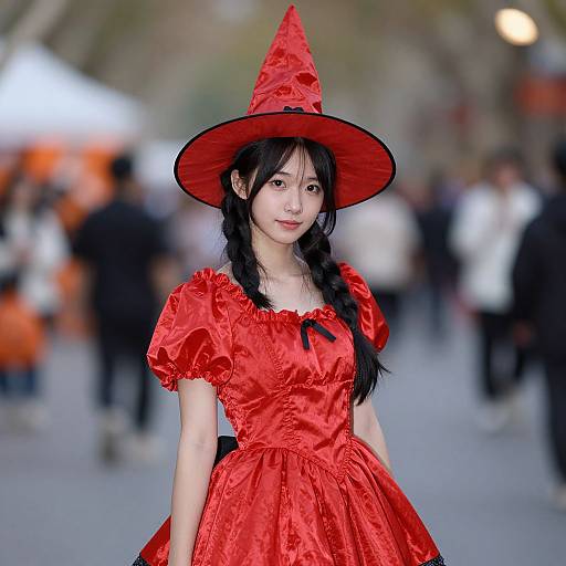 Woman in Red Witch Costume
