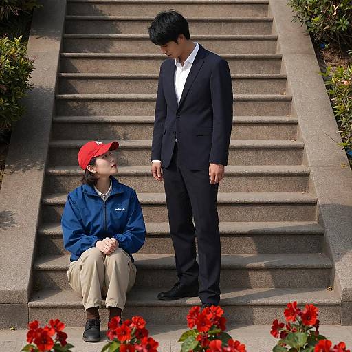 Romantic Scene on Stone Steps