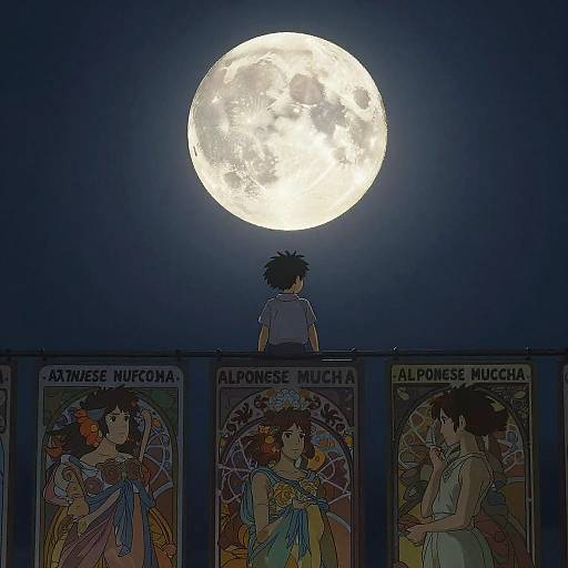 Surreal Moonlit Scene with Artistic Glow