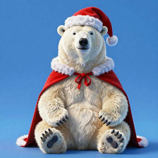 Muscular Polar Bear in Santa Hat