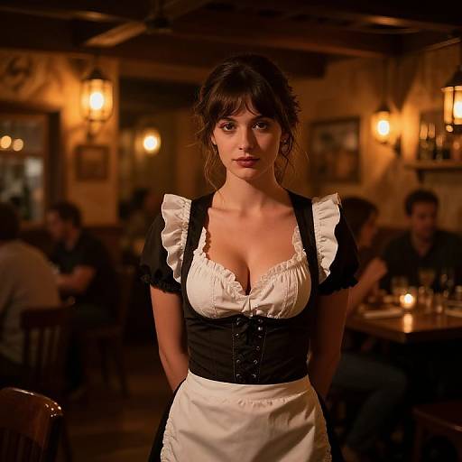 Cozy Rustic Tavern Waitress Scene