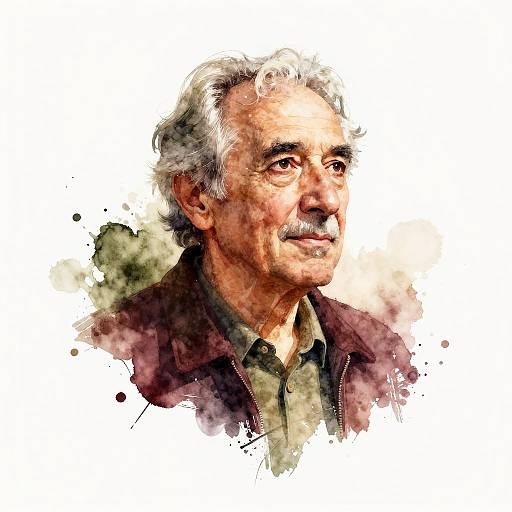 Stylized Elderly Man Watercolor Portrait