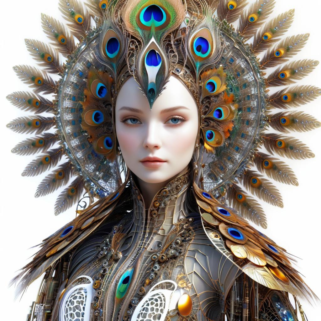 Cyborg Peacock: A Hyperrealistic Fusion