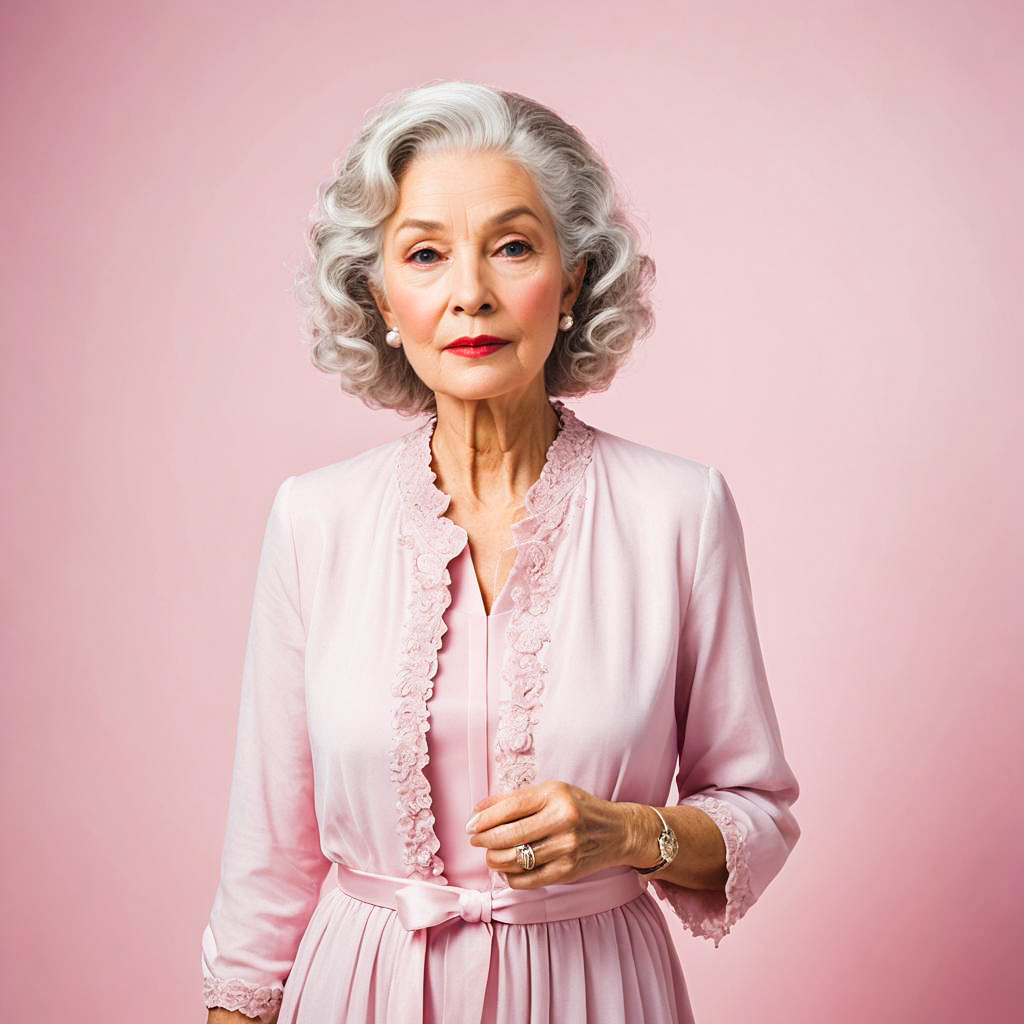 Elegant Elderly Lady in Barbie Pink