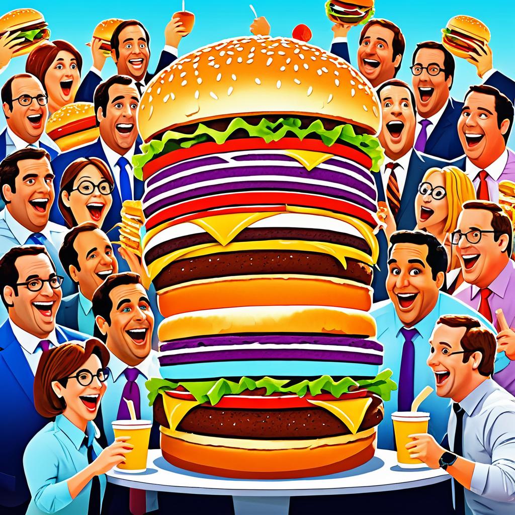 The Office Characters Enjoying a Giant Burger