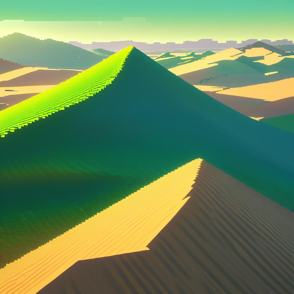 Pixelated Dunes and Hills at Dusk