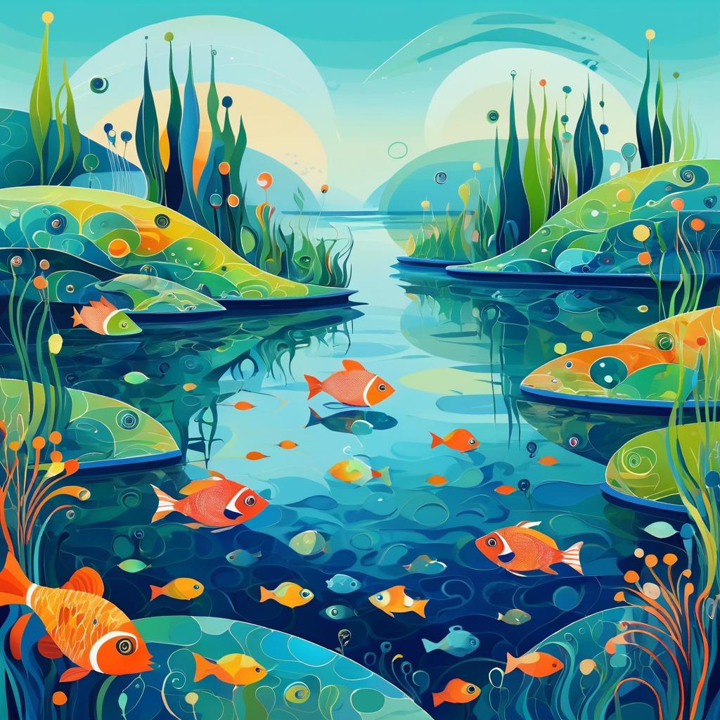 Surreal Monet-Inspired Fish Landscape