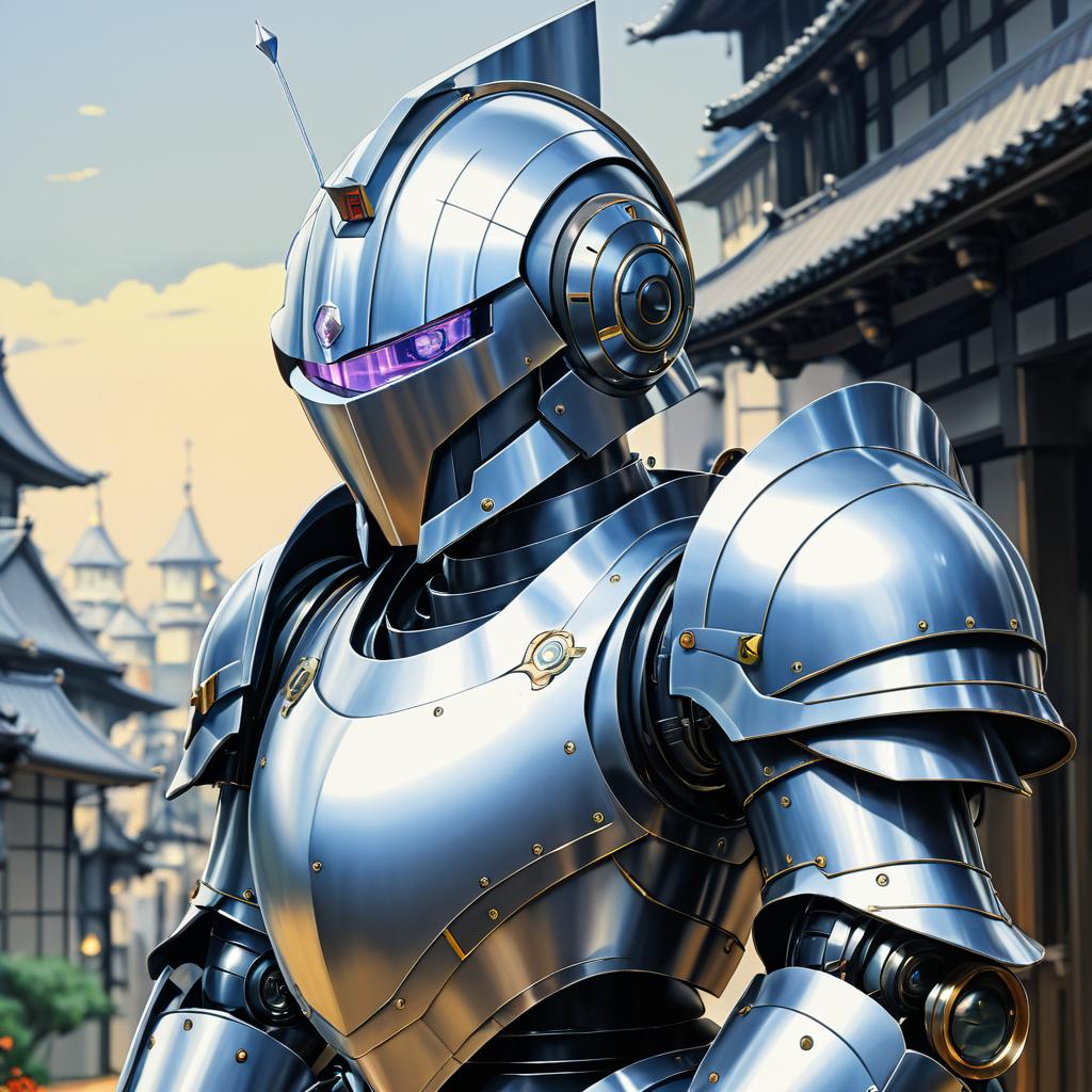 High Detail Robotic Knight in Mangaka Style