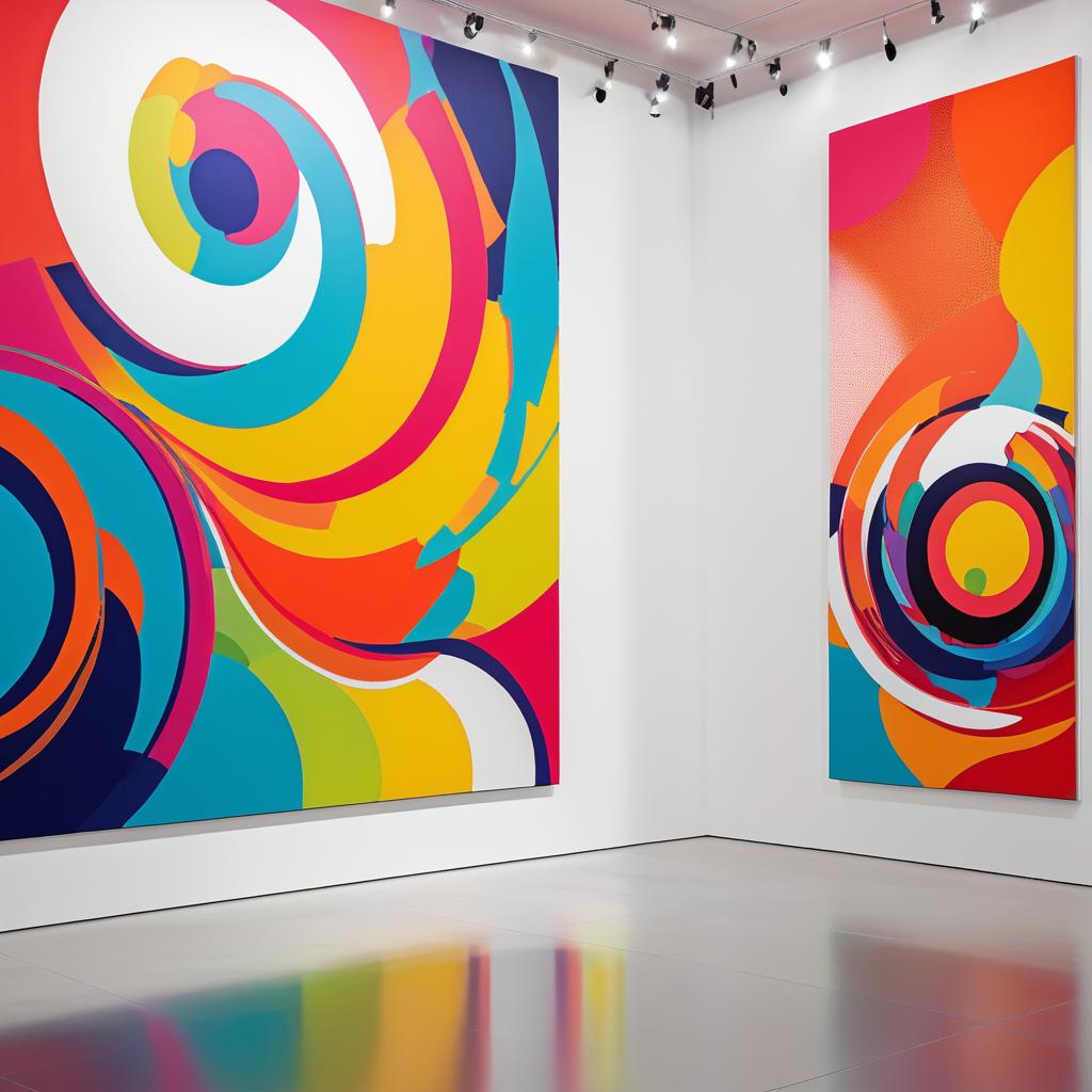 Vibrant Abstract Art in Modern Gallery