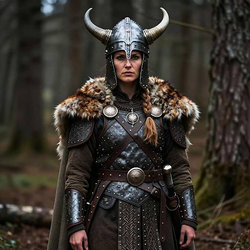 Viking Shieldmaiden in Forest Armor