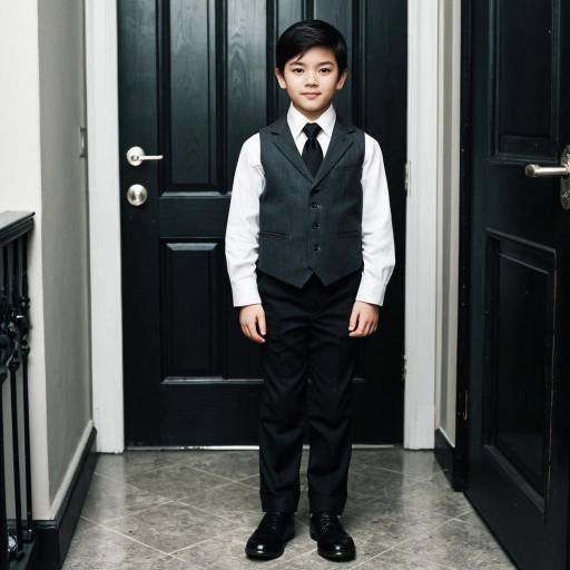 Boy in Gray Formal Vest and Tie