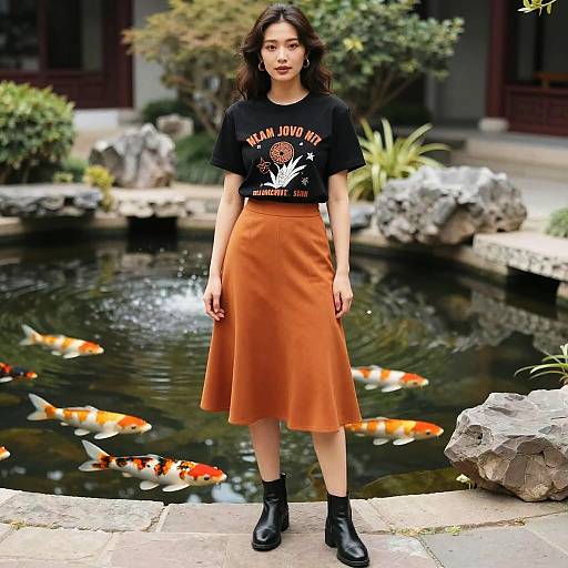 Urban Casual Woman by Koi Pond