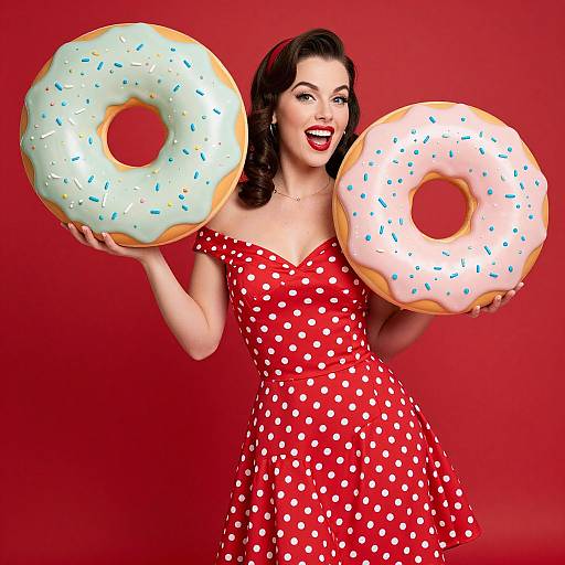 Retro Pin-Up with Whimsical Donuts