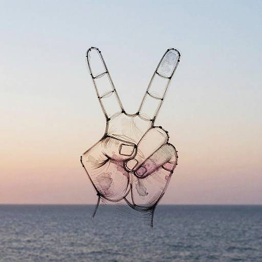 Watercolor Upside Down Peace Sign Sunset