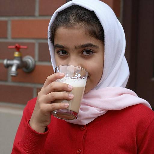 Cheerful Young Girl with Glass Drink