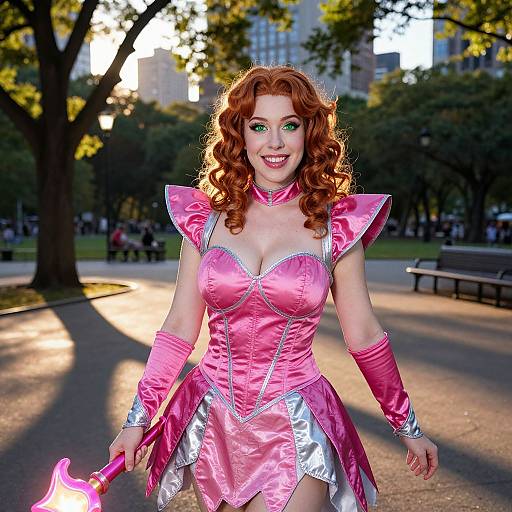 Joyful Woman in Miraculous Lady Costume