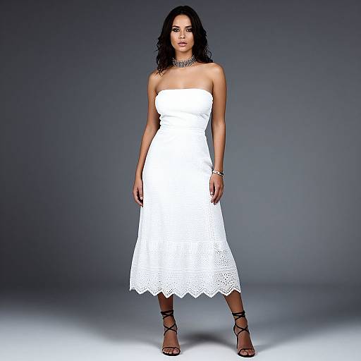 Bohemian Woman in White Lace Dress