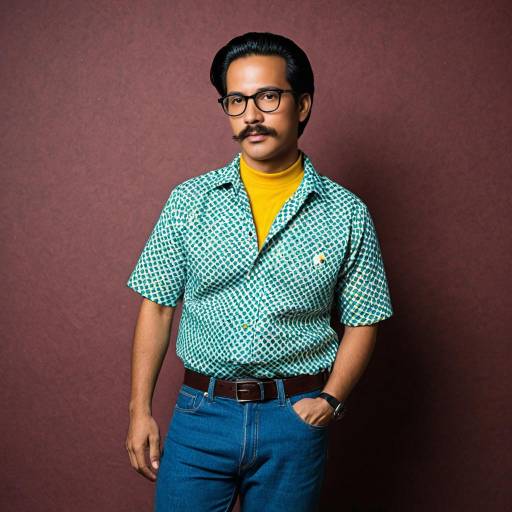 Retro Style Man with Mustache and Glasses