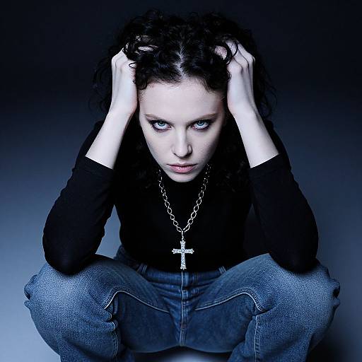 Blue-Tinted Intense Portrait