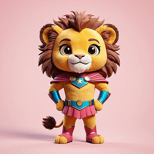 3D Cartoon Lion Superhero Character