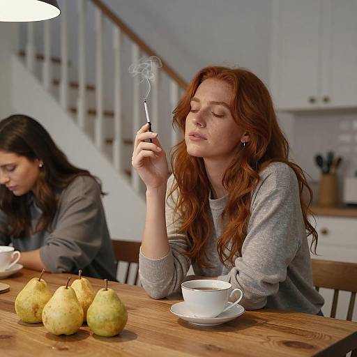 Cozy Indoor Scene with a Red-haired Woman