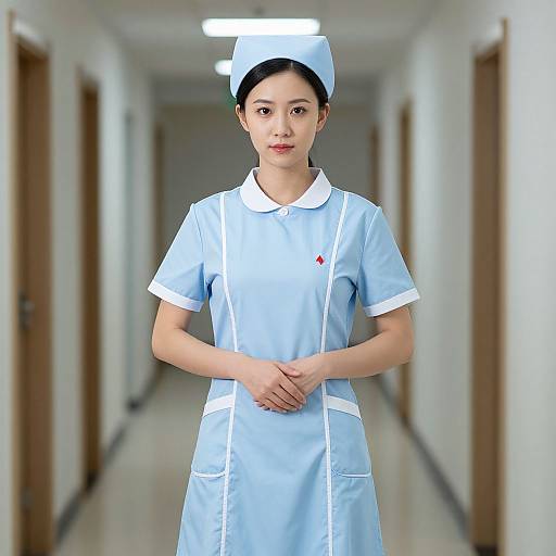 Woman in Nurse Uniform Hallway