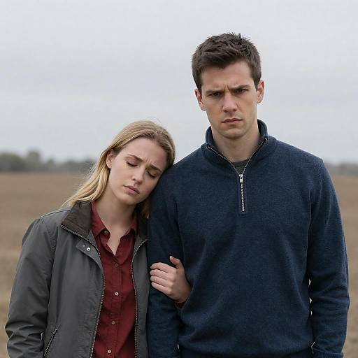 Emotional Couple in a Dry Landscape