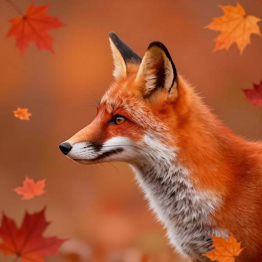 Surreal Fox Side Profile with Autumn
