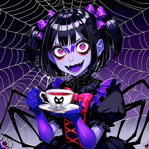 Illustration of Muffet, undertale in the style of Mile (off8mile)