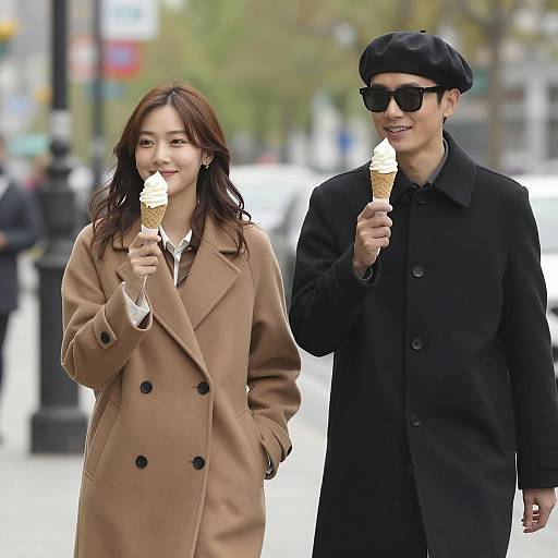 Couple Enjoying Ice Cream in the City