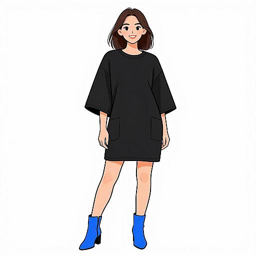 Smiling Woman in Minimalist Dress