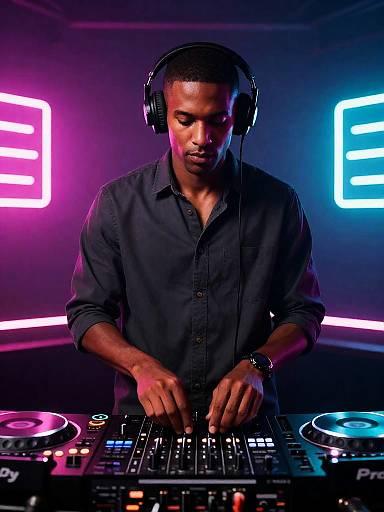 Cinematic Neon Nightclub DJ Portrait