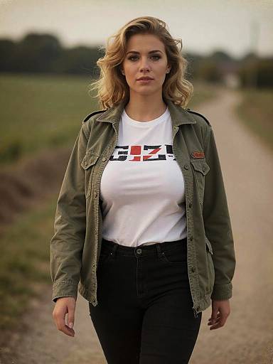 Casual Military Style Countryside Stroll