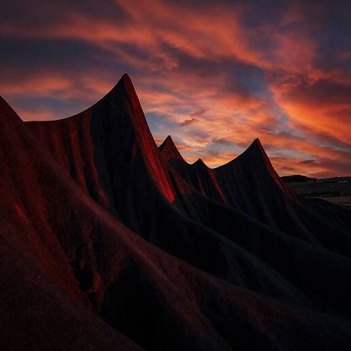 Jagged Mountains at Dramatic Red Sunset