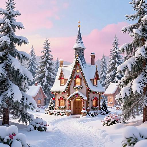 Enchanting Snow-Covered Holiday Cottage