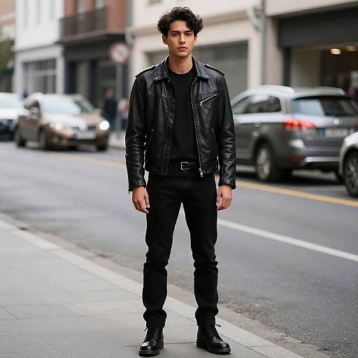 Biker Man in Leather Jacket
