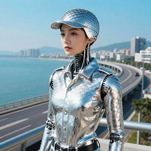 Shimmering Cyberpunk Android Courier