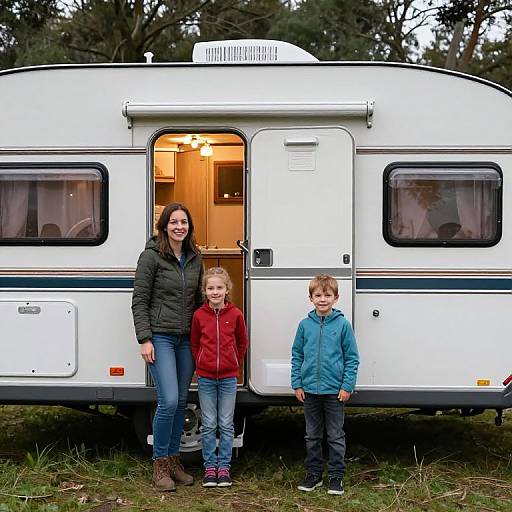 Adventurous Family in Cozy Caravan