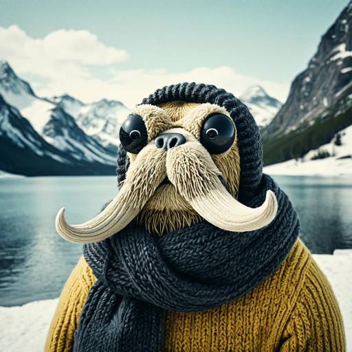 Gruff Walrus with Knit Scarf at Frozen Mountain Lake