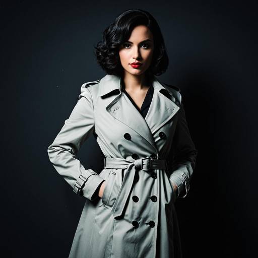 Woman in Noir Style Trench Coat Dress