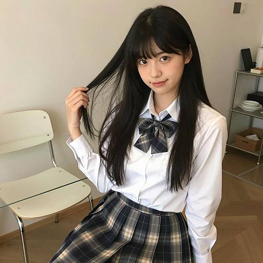 Charming Asian Woman in Casual Elegance