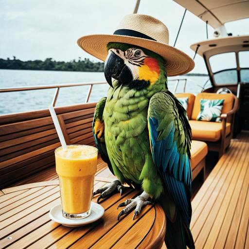Elegant Parrot on a Yacht Adventure