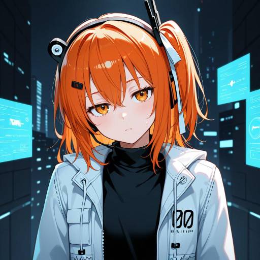 Futuristic Android Girl in Cityscape