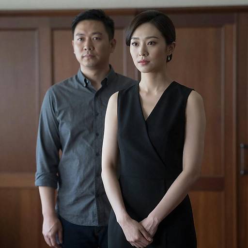 Formal Portrait: Couple in Dark Interior