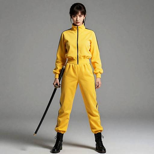 Full-Length Beatrix Kiddo Portrait with Katana