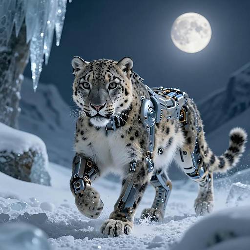 Hyper-Realistic Bionic Snow Leopard Portrait