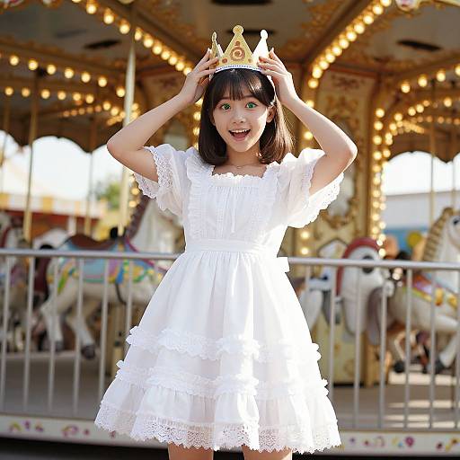 Cheerful Teen in Vintage Carnival Dress