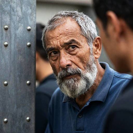 Intense Gaze of Elderly Man with Gray Beard