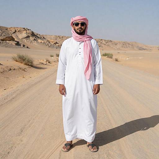 Relaxed Man in Desert Attire