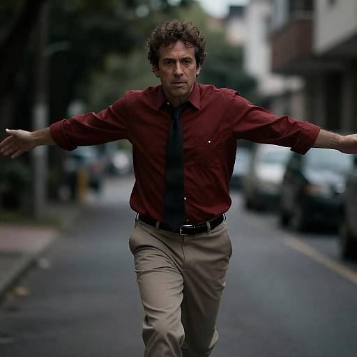 Determined Man Running in Urban Setting